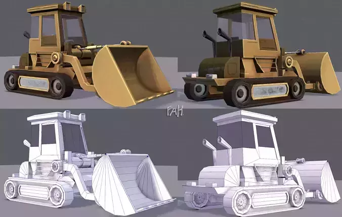 Tractor Cartoon Low-poly 3D model
