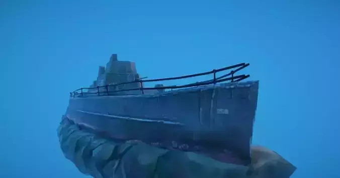 Battleship Shipwreck Low-poly 3D model