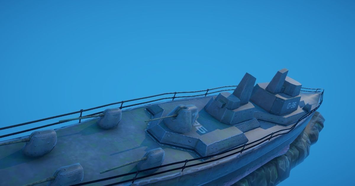 Battleship Shipwreck Low-poly 3D model_3