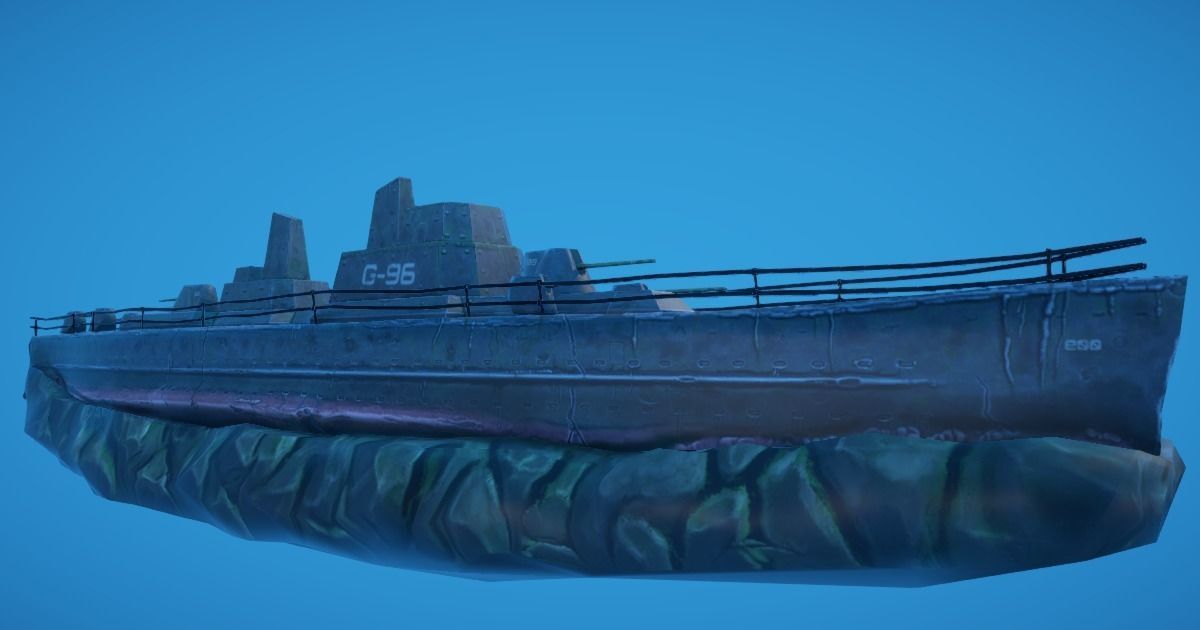 Battleship Shipwreck Low-poly 3D model_1