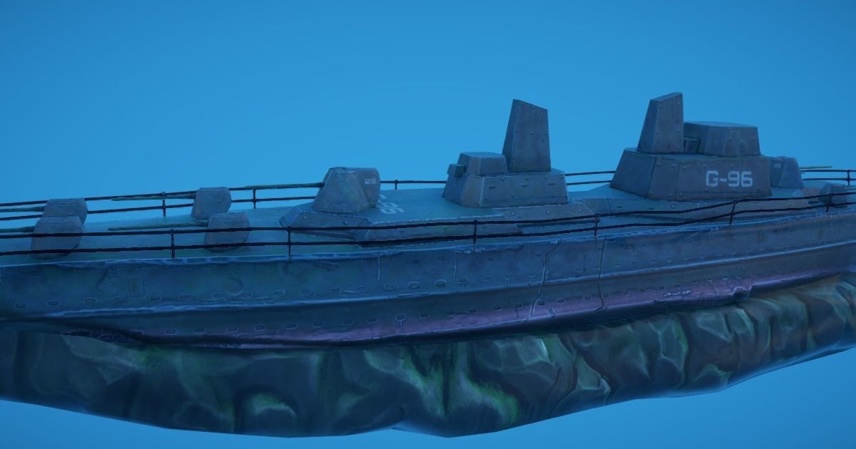 Battleship Shipwreck Low-poly 3D model_5
