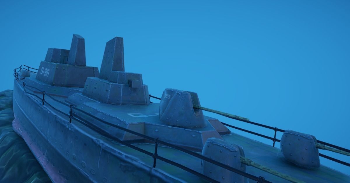 Battleship Shipwreck Low-poly 3D model_8