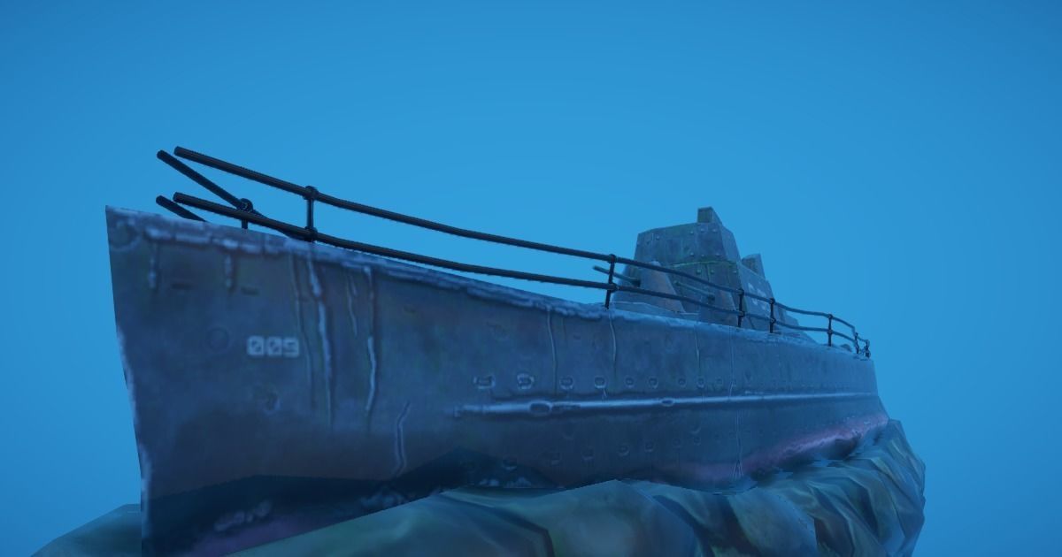 Battleship Shipwreck Low-poly 3D model_4