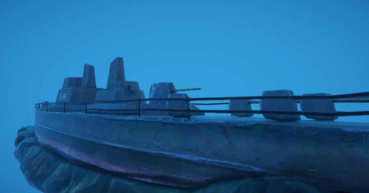 Battleship Shipwreck Low-poly 3D model_9