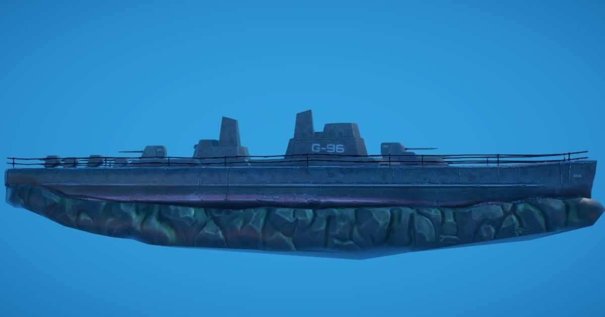 Battleship Shipwreck Low-poly 3D model_7