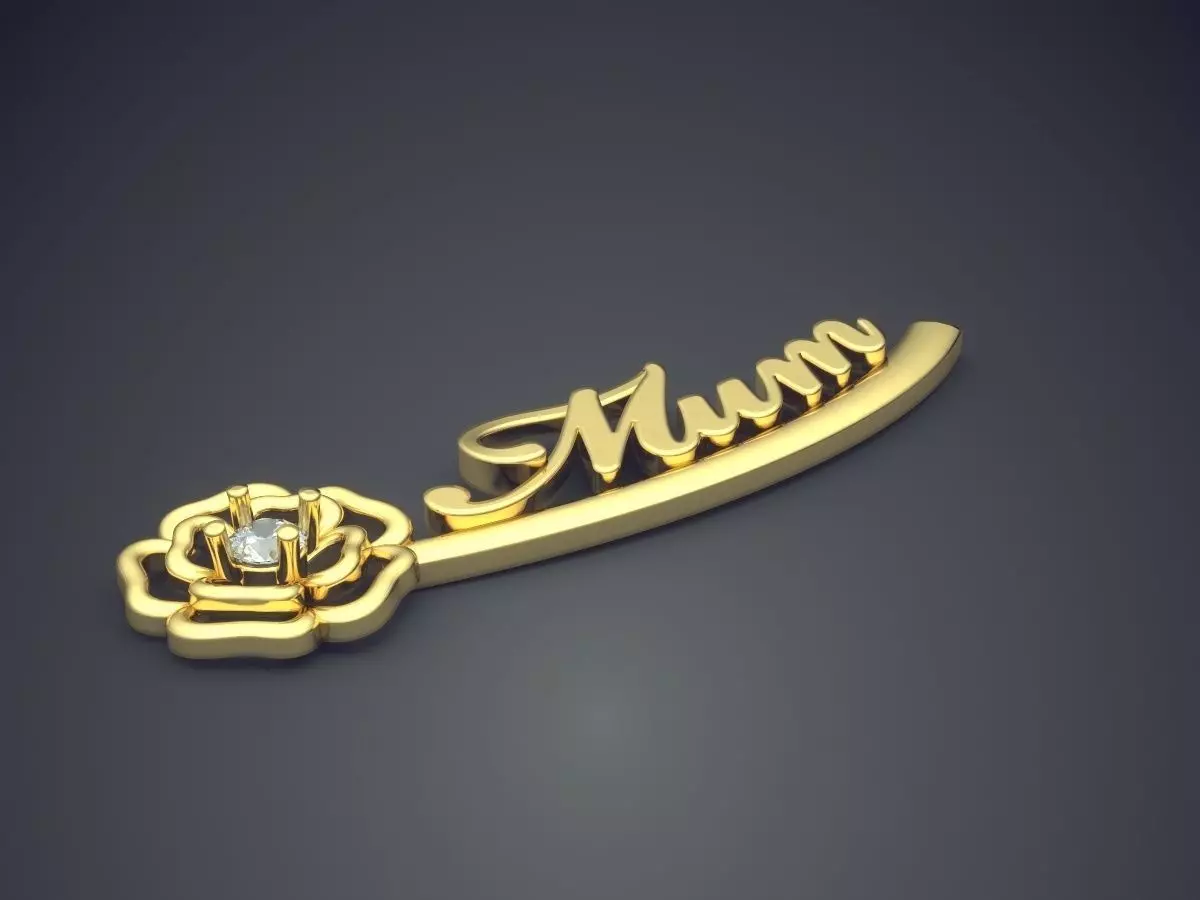 Simple Minimalistic Engraved Silver Pendant 3D print model_0