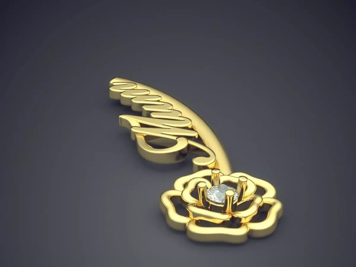 Simple Minimalistic Engraved Silver Pendant 3D print model_3