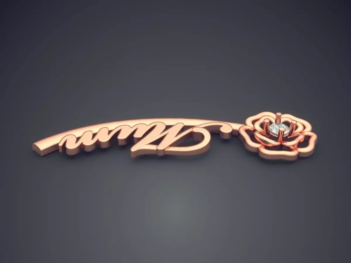 Simple Minimalistic Engraved Silver Pendant 3D print model_2