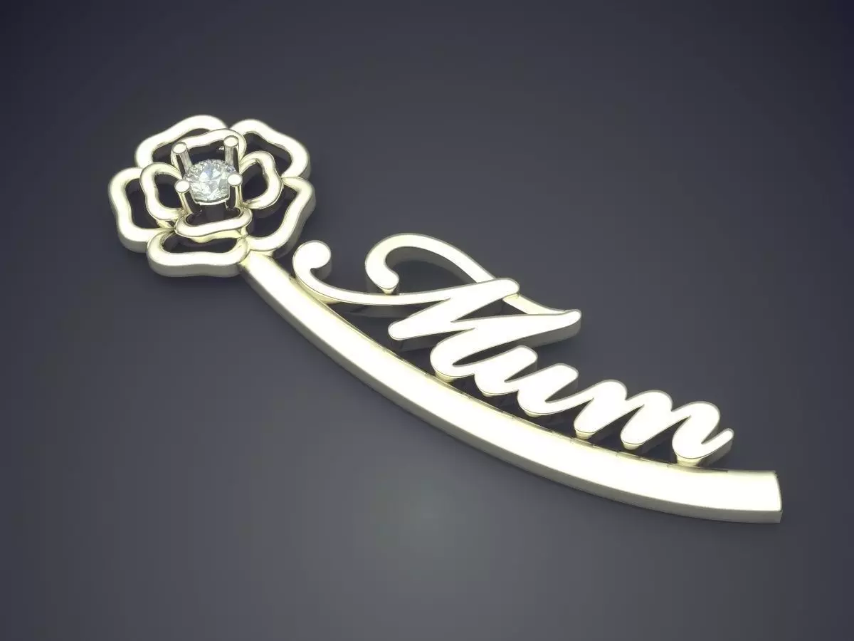 Simple Minimalistic Engraved Silver Pendant 3D print model_1