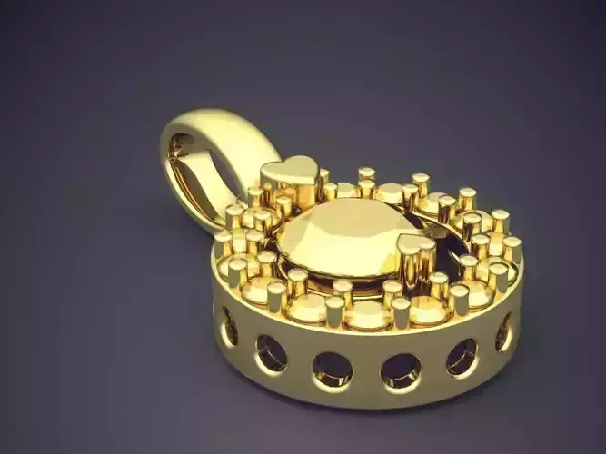 Simple Everyday Vintage Pendant with Hearts