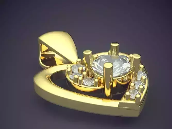 Beautiful Simple Heart-Shaped Pendant with Diamonds