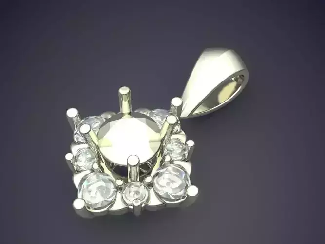 Beautiful Simple Square-Shaped Pendant with Diamonds