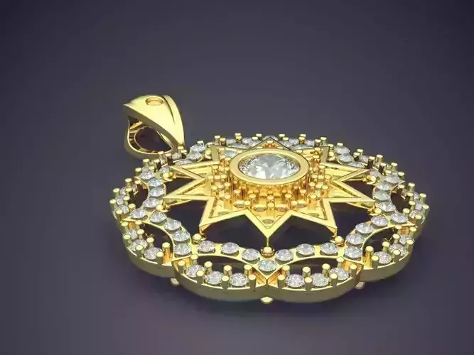Super Luxurious Sun and Star Shape Diamond-Pendant