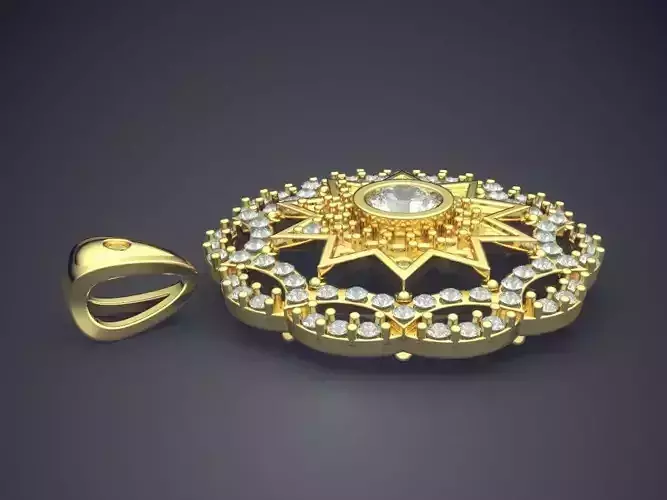 Super Luxurious Sun and Star Shape Diamond-Pendant