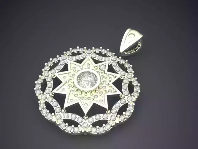 Super Luxurious Sun and Star Shape Diamond-Pendant