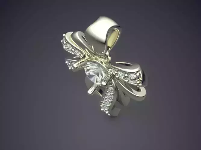 Lovely Bow-Shaped Pendant with Diamonds