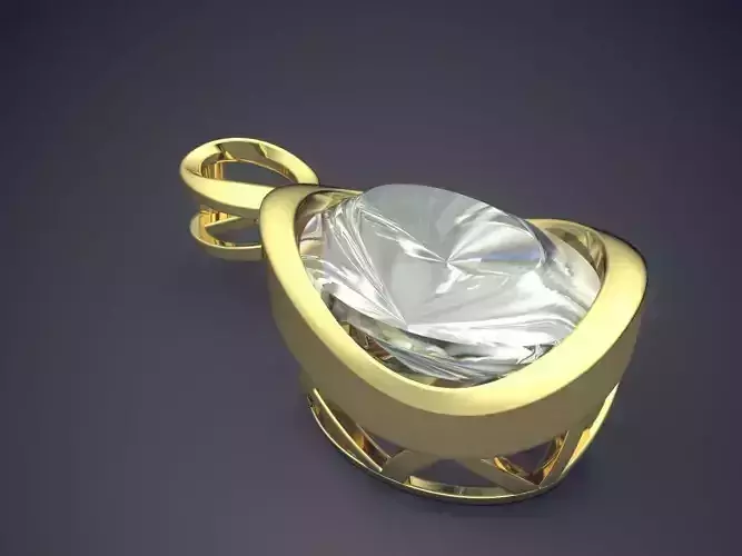 Futuristic Design Pendant with Diamond