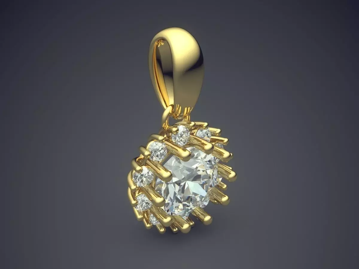 Pretty Stylish Diamond-Pendant with Details 3D print model_0