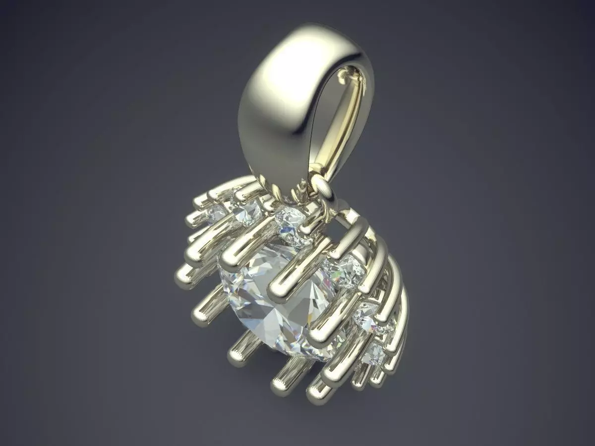 Pretty Stylish Diamond-Pendant with Details 3D print model_1