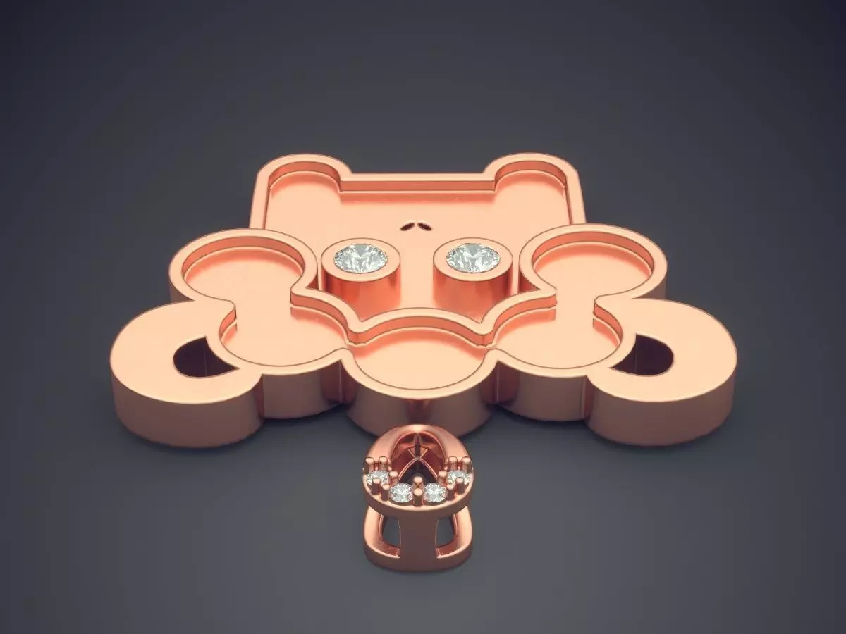 Cute Girly Minimal Sheep Pendant with Diamonds 3D print model_2