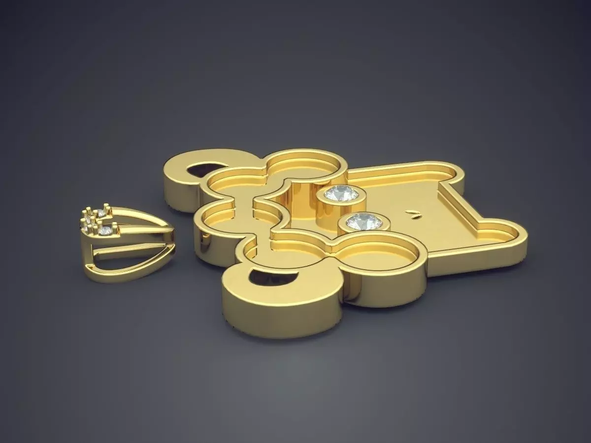 Cute Girly Minimal Sheep Pendant with Diamonds 3D print model_3