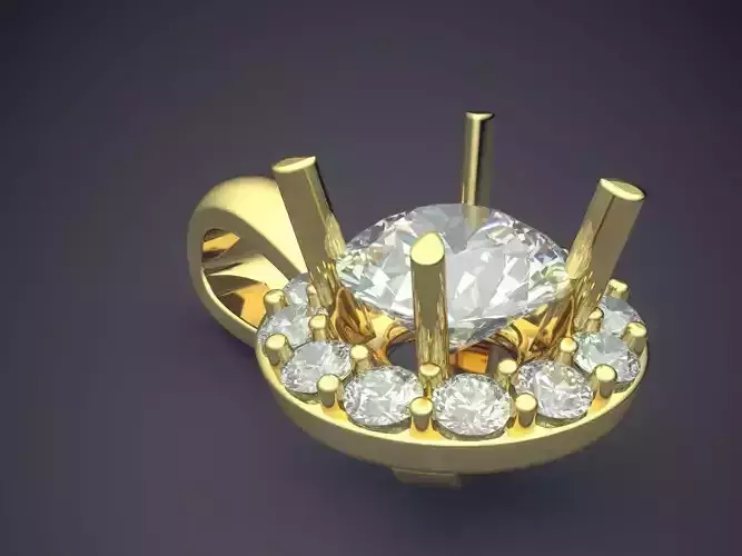 Beautiful Golden Diamond-Pendant with Details 3D print model