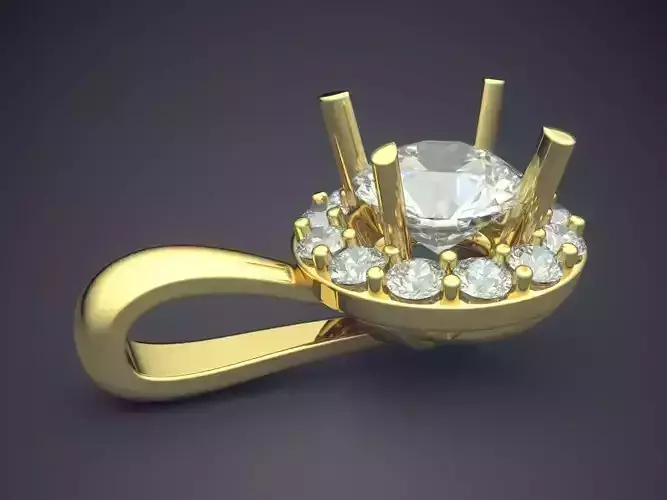Beautiful Golden Diamond-Pendant with Details
