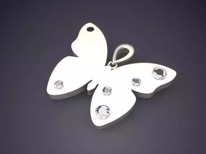 Minimal Butterfly-Shaped Pendant with Diamonds
