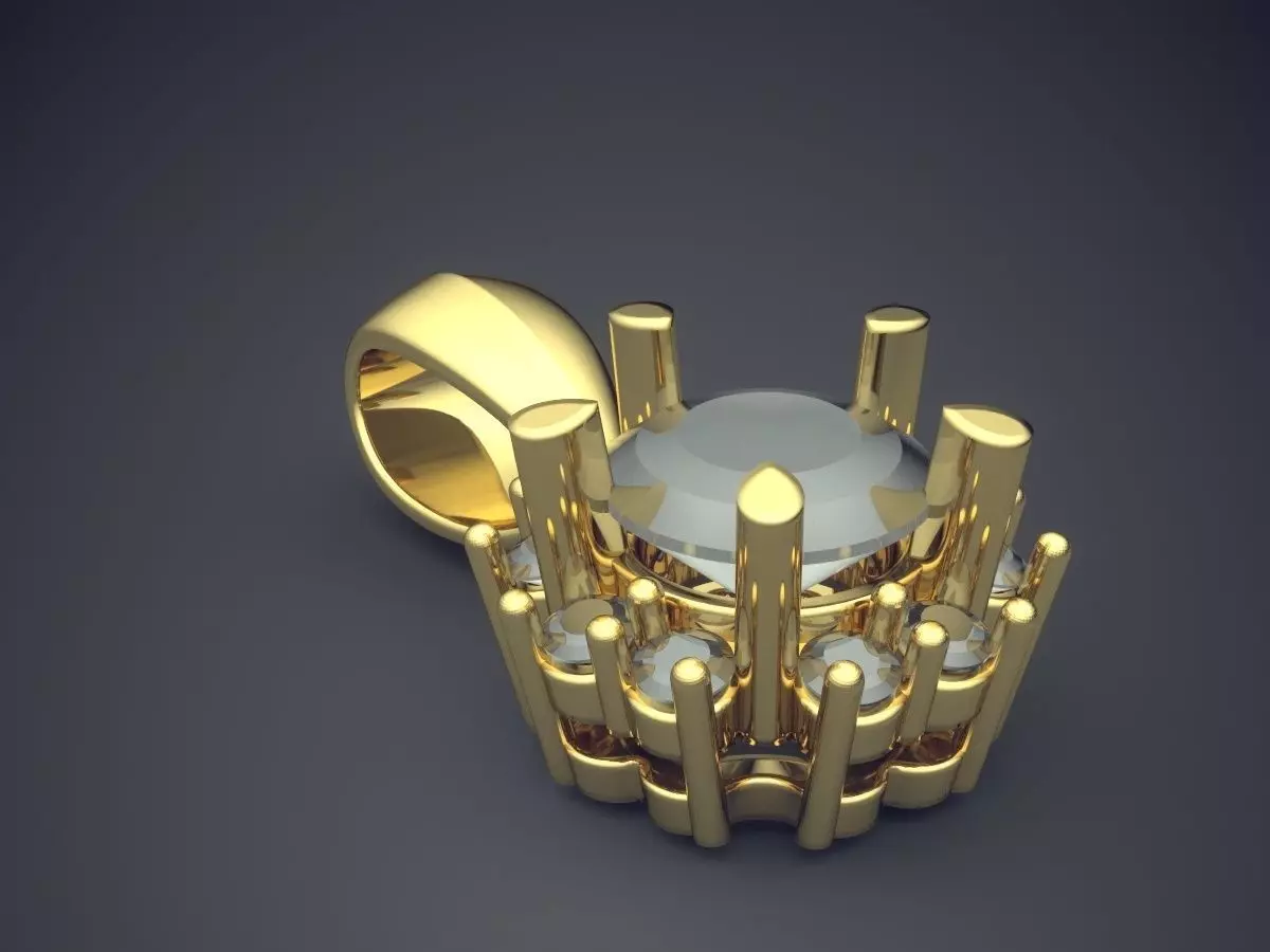 Beautiful Simple Pendant with Diamonds 3D print model_0