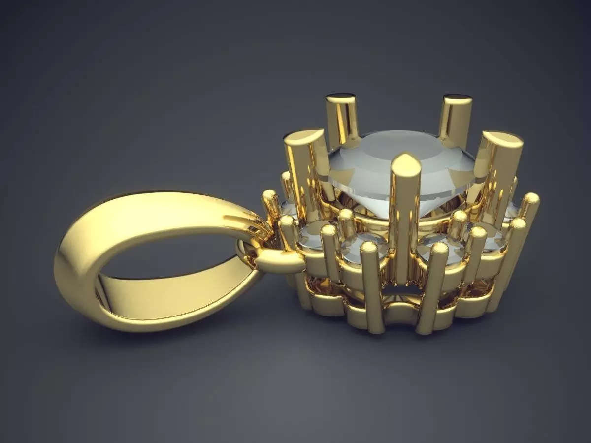 Beautiful Simple Pendant with Diamonds 3D print model_3