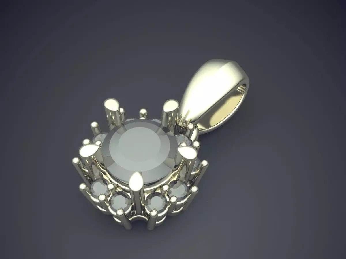Beautiful Simple Pendant with Diamonds 3D print model_1