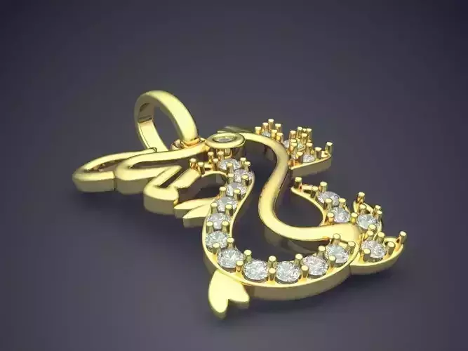 Cute Seahorse-Shaped Pendant with Diamonds