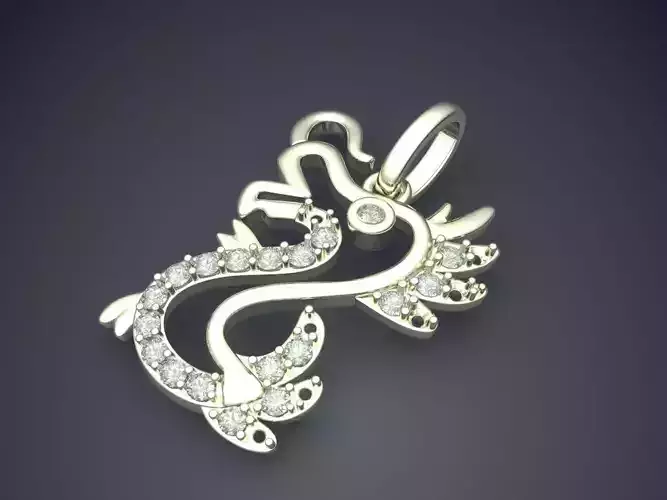 Cute Seahorse-Shaped Pendant with Diamonds