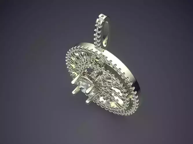 Detailed Carved Luxurious Pendant With Diamonds