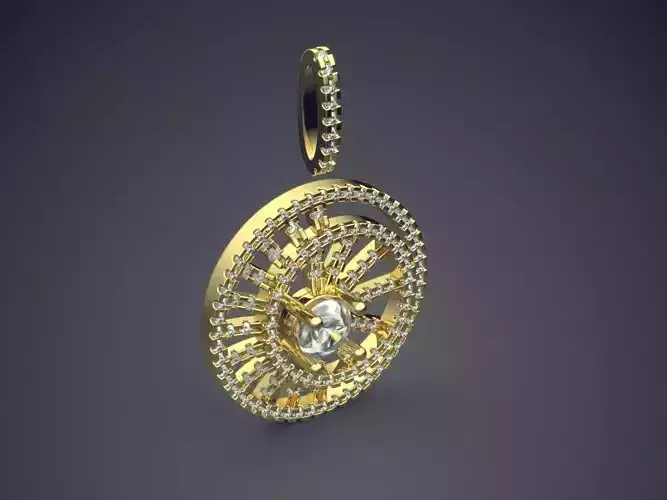 Detailed Carved Luxurious Pendant With Diamonds 3D print model