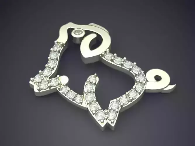 Cute Pig-Shaped Girly Pendant with Diamonds