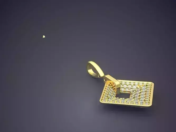 Classic Minimalistic Square-Shaped Diamond-Pendant