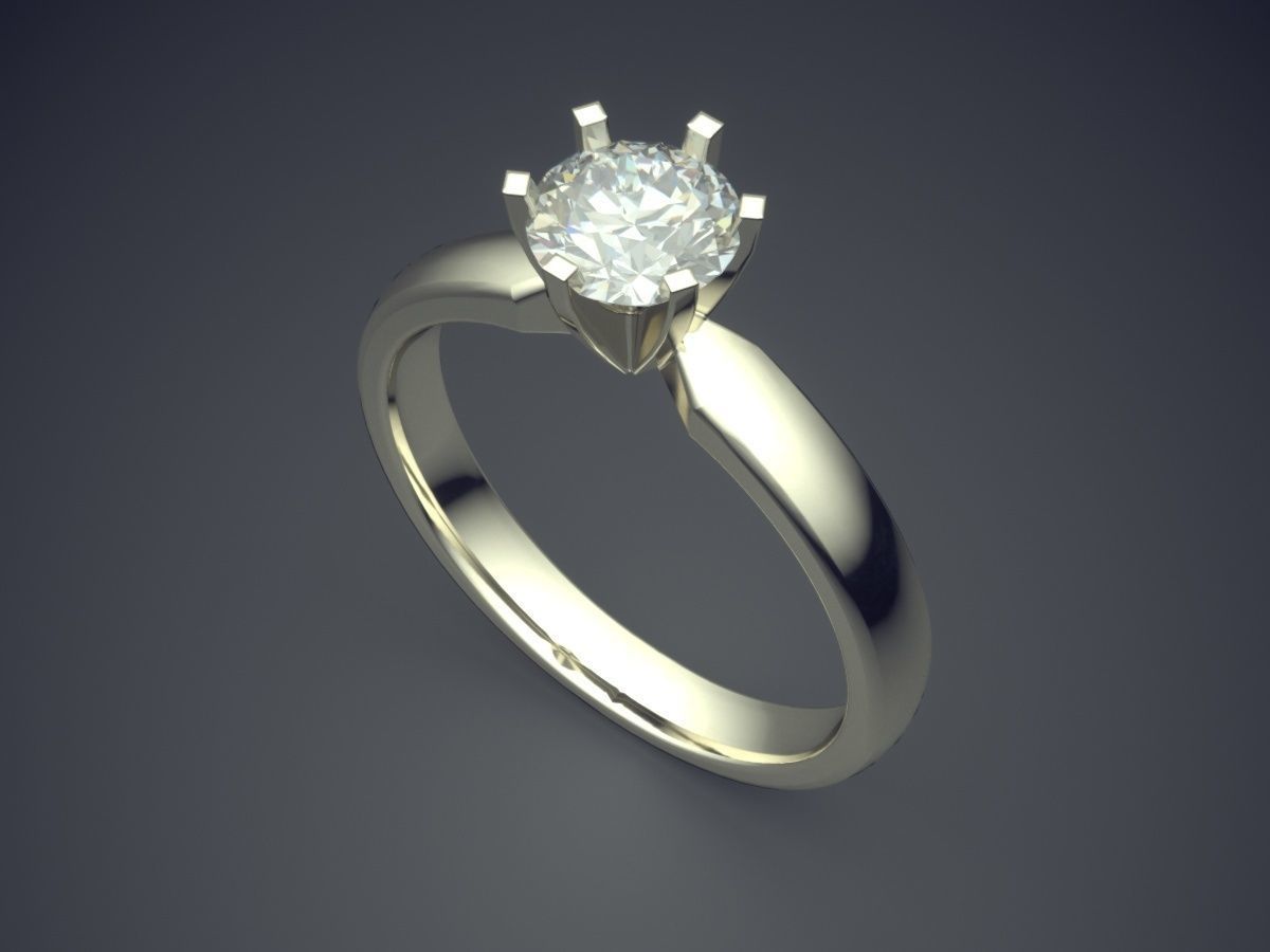 Classic Minimal Engagement Ring With Diamonds 3D print model_1
