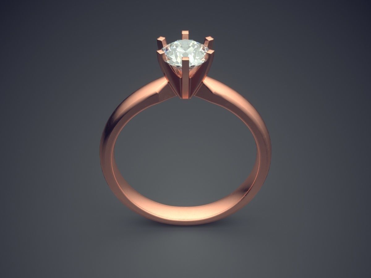 Classic Minimal Engagement Ring With Diamonds 3D print model_2