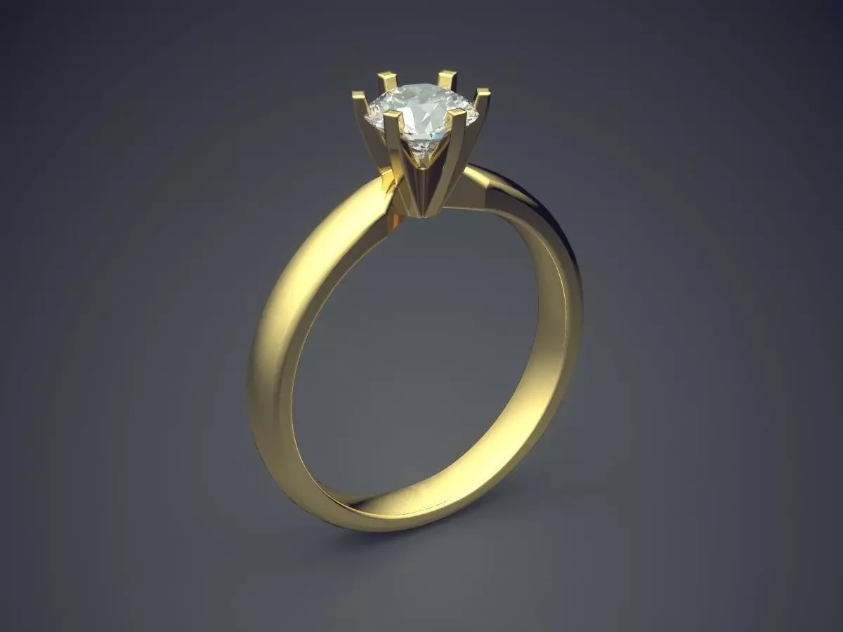 Classic Minimal Engagement Ring With Diamonds 3D print model_0