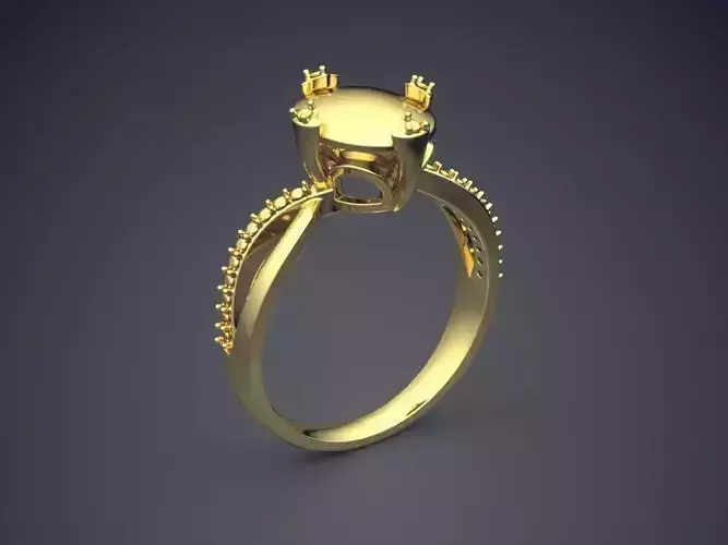 Impressive Classic Minimal Golden Engagement Ring With Gemstones