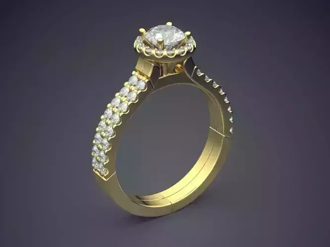 Precious Dainty Textured Engagement Ring with Small Diamonds