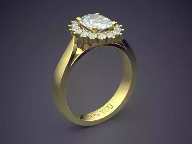 Impressive Classic Minimal Golden Engagement Ring With Diamonds