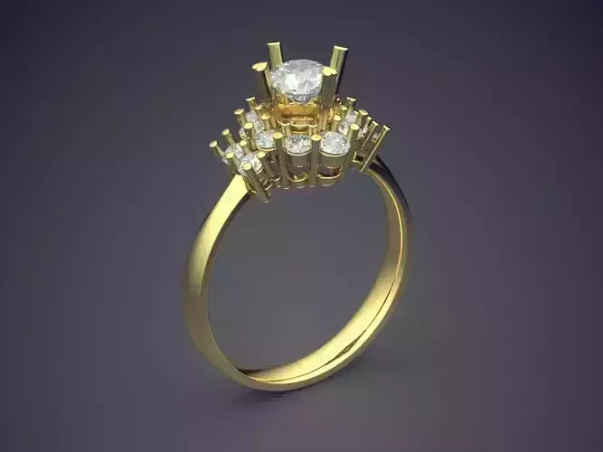 Fancy Dainty Crown-Shaped Engagement Ring With Diamonds