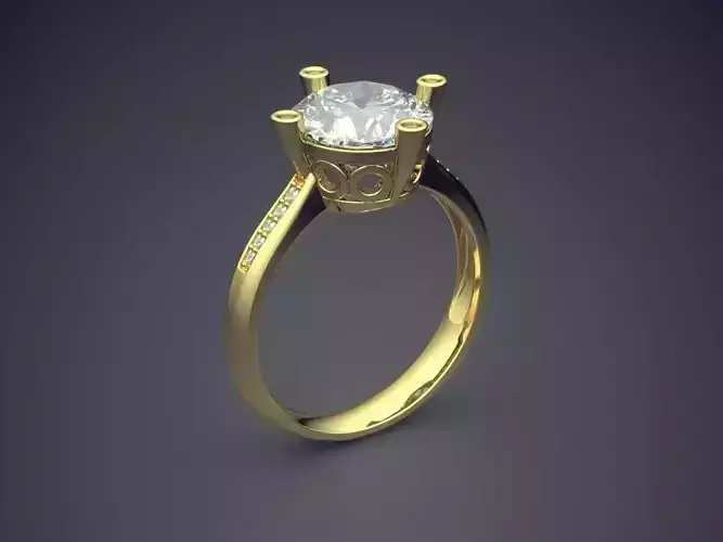 Precious Dainty Golden Engagement Ring with Diamonds