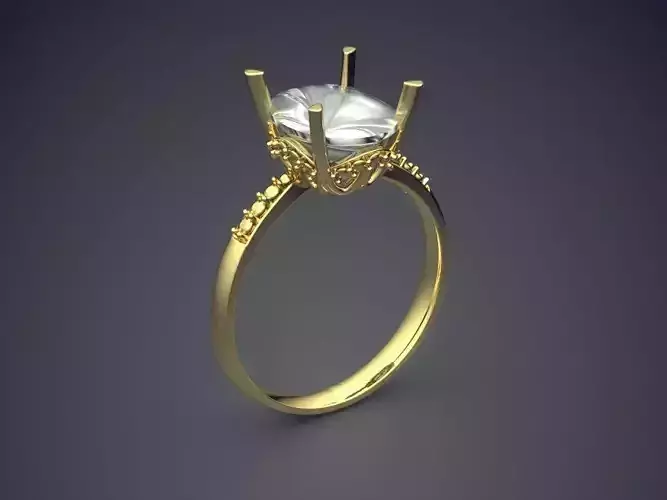 Simple Classic Golden Feminine Engagement Ring