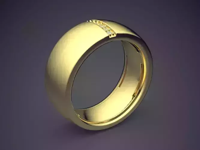 Simple Classic Golden Man Ring with Details