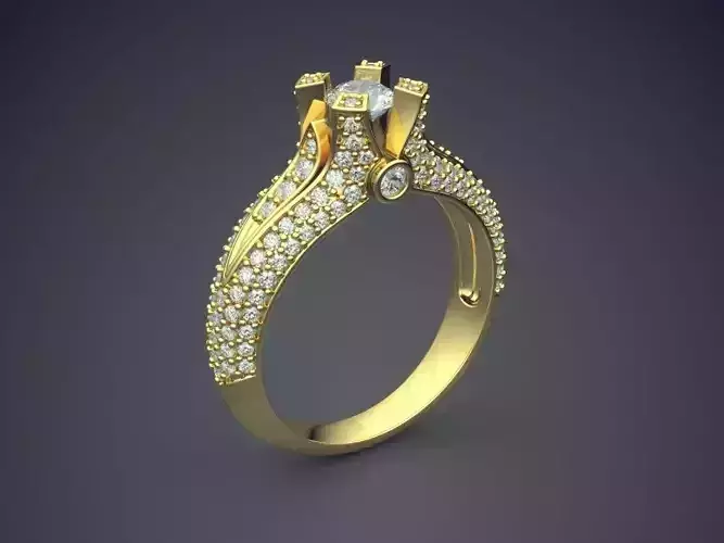 Magnificent Unique Golden Feminine Ring With Diamonds