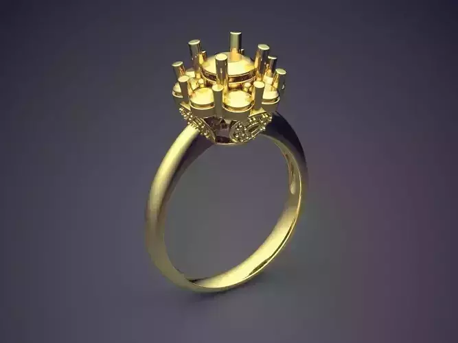 Flower-Shaped Engagement Ring With Diamonds