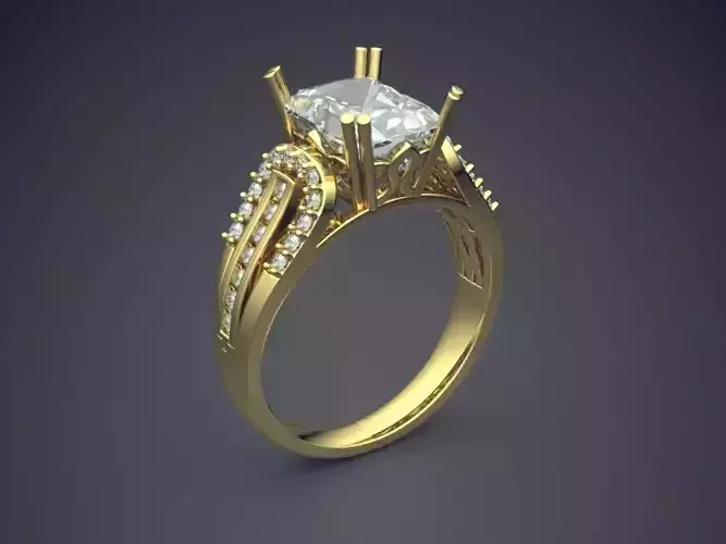 Adorable Dainty Golden Engagement Ring with Diamonds
